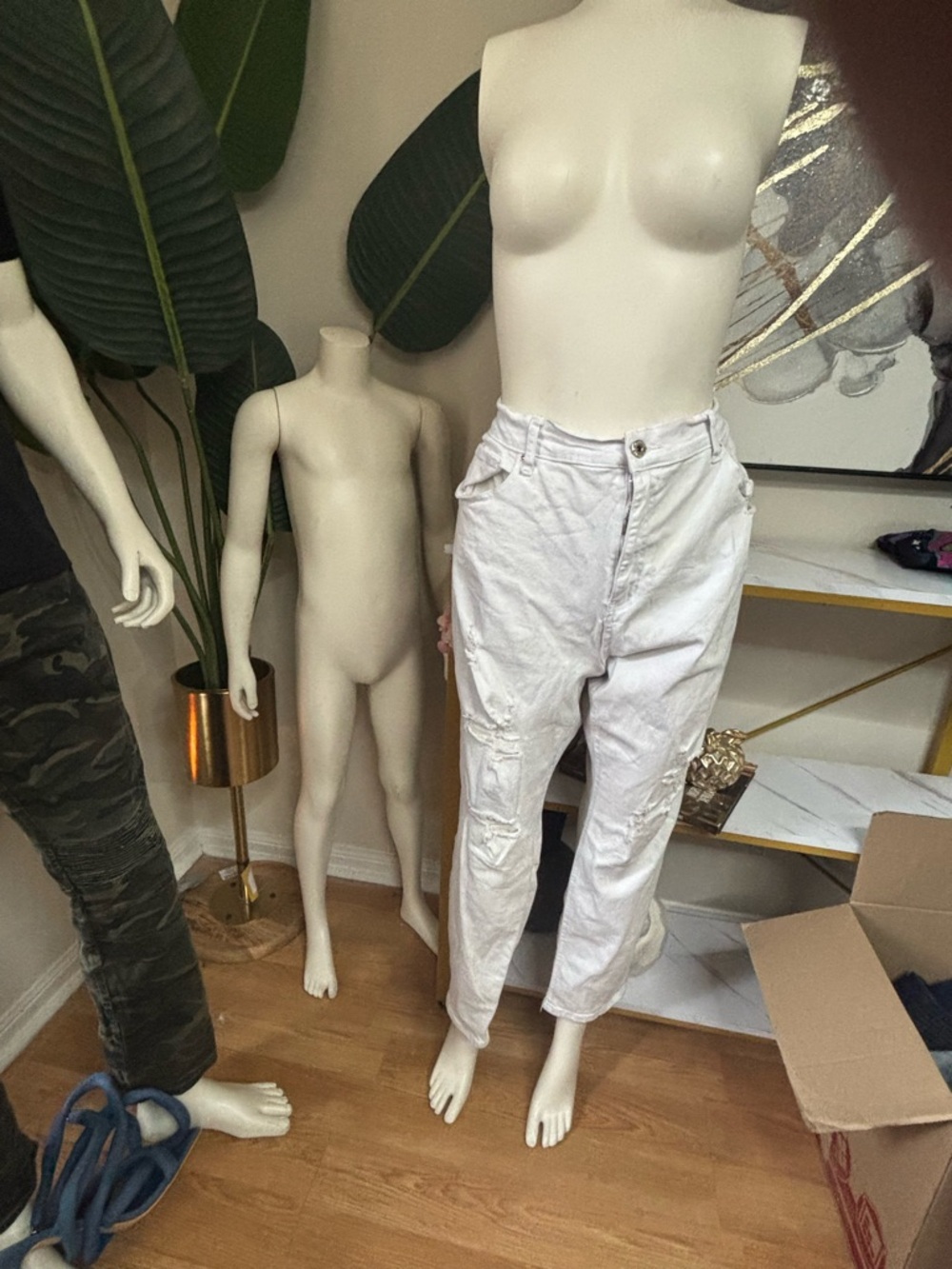 White Distressed High-Waist Jeans